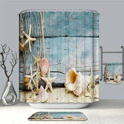 bath mat and shower curtain