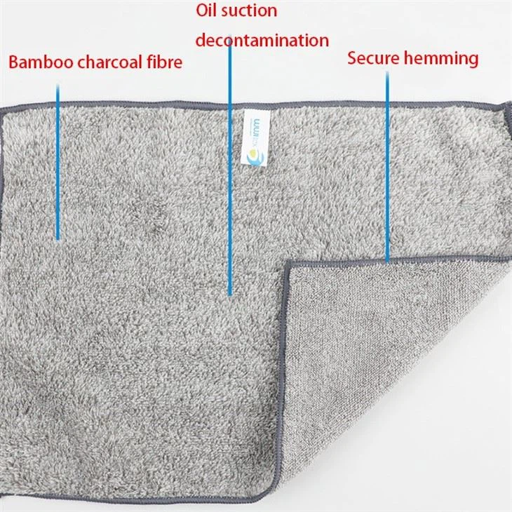 Product Non Oil Household Cleaning Bamboo Fiber Kitchen Supplies Thickening Gray Bamboo Cleaning Cloth For Home